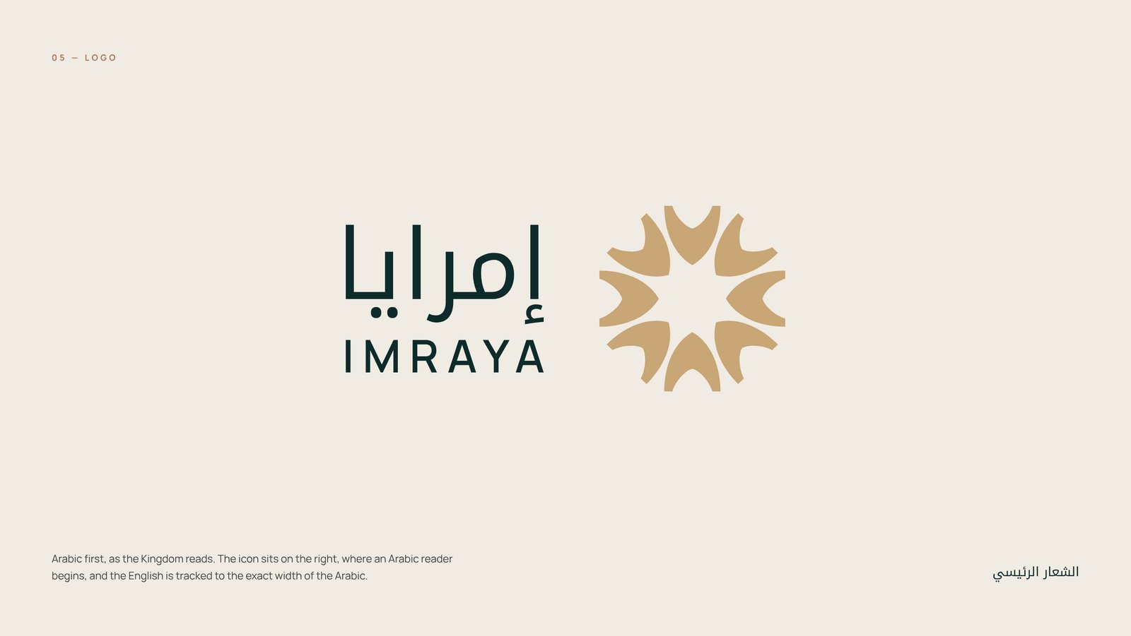 IMRAYA primary bilingual logo, Arabic first with the icon on the right