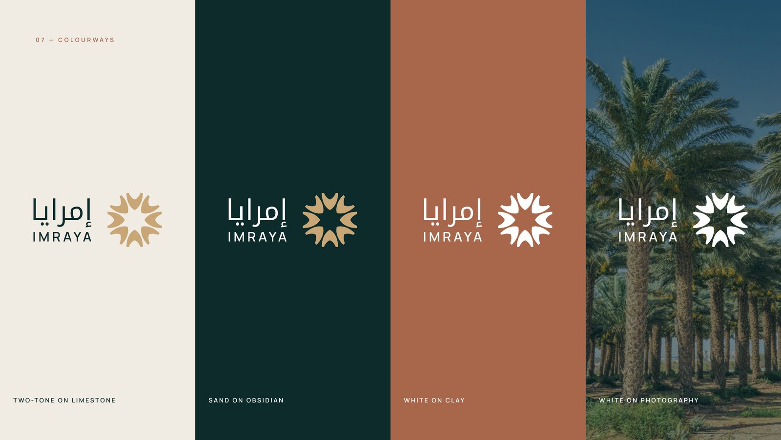 IMRAYA logo shown on Limestone, Obsidian, Clay and photography