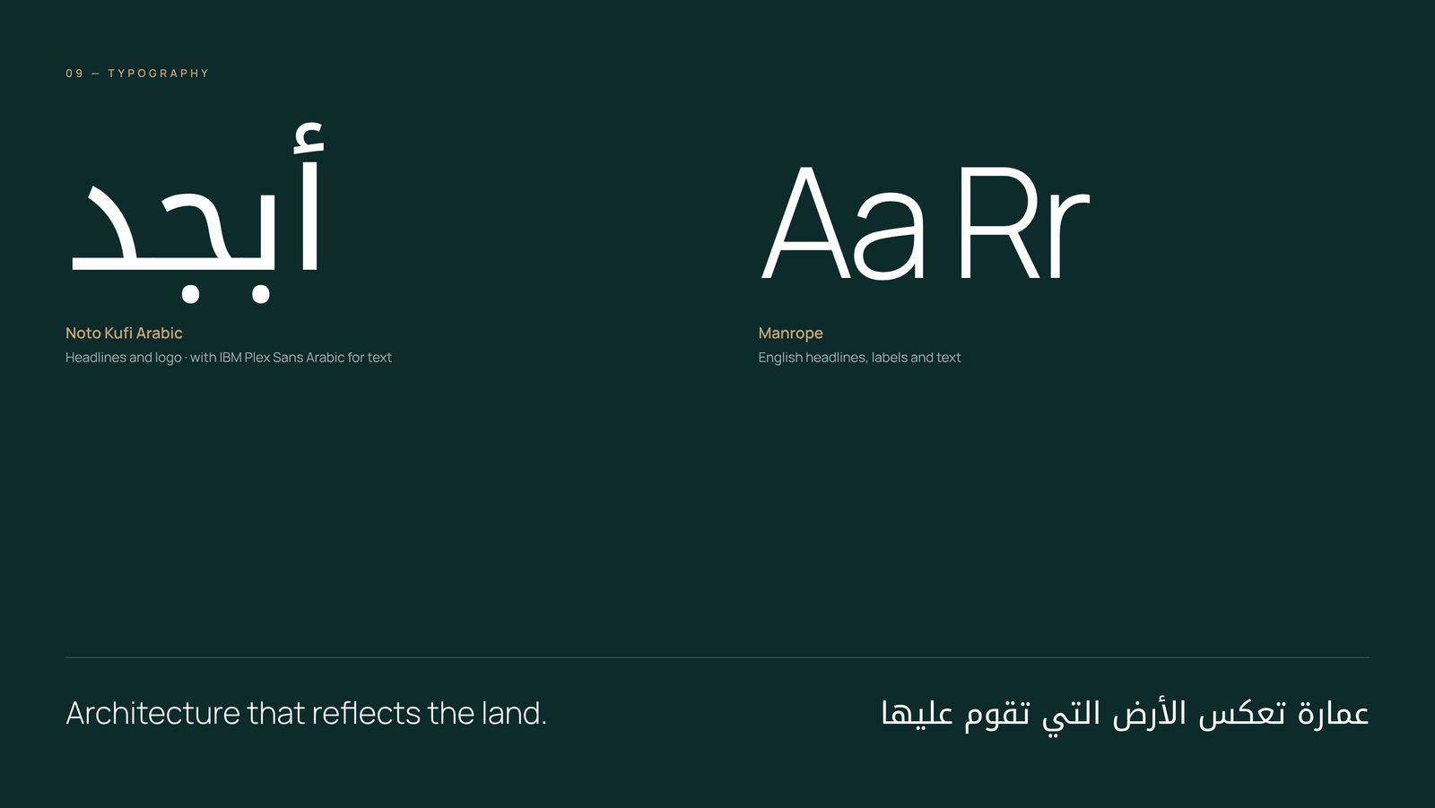 IMRAYA typography pairing Noto Kufi Arabic with Manrope