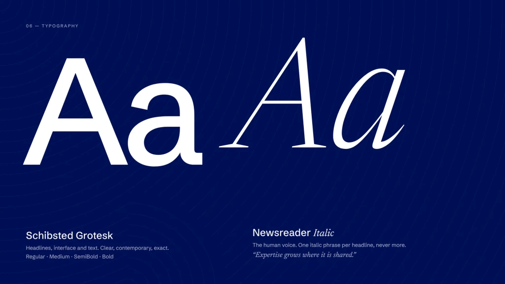 Schibsted Grotesk and Newsreader Italic.