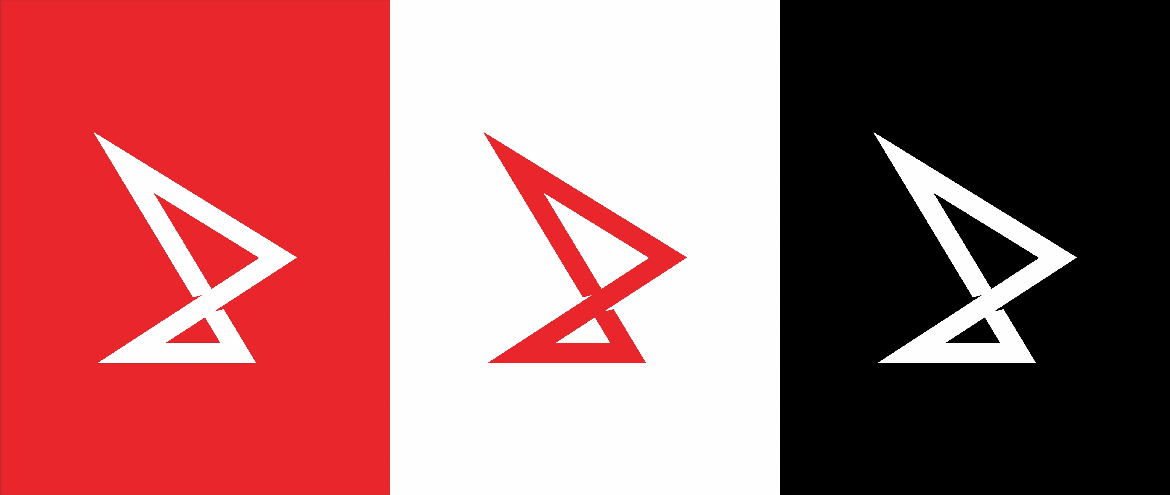 Rimitto logo mark shown in white on red, red on white and white on black
