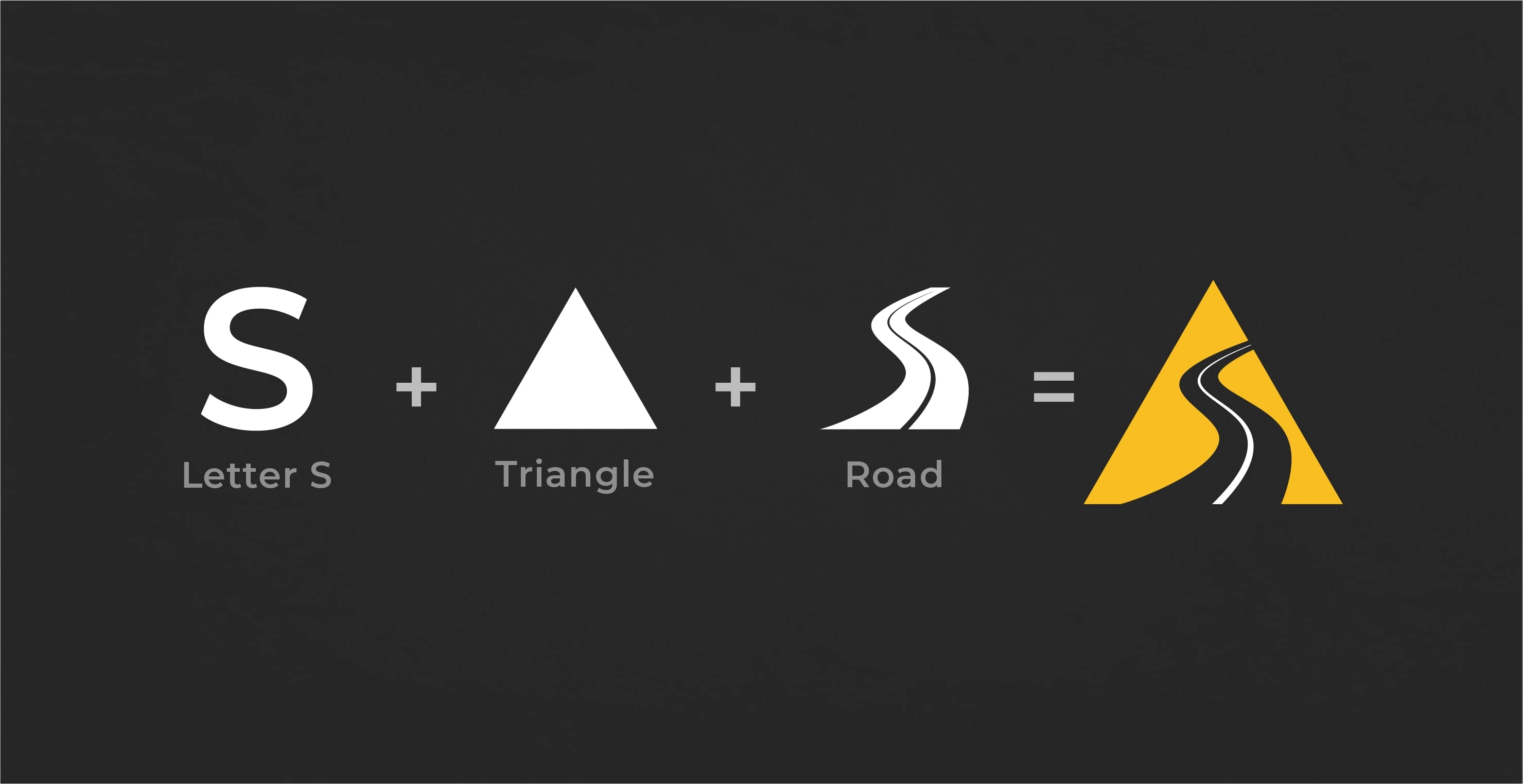 Logo concept: letter S plus a triangle plus a road becomes the Servial mark